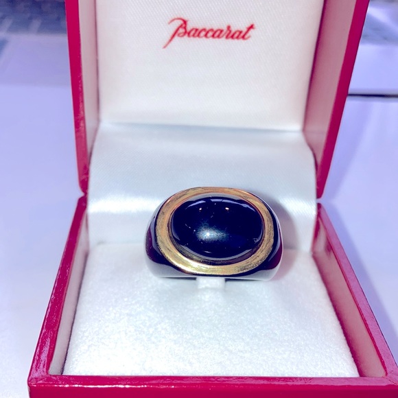 Baccarat sterling silver and gold ring size 6.5